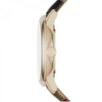 Burberry The Classic Round Gold Dial Brown Leather Strap Unisex Watch  - BU10001