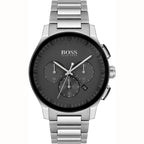 Hugo Boss Peak Black Dial Silver Steel Strap Watch for Men - 1513762