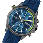 Hugo Boss Globetrotter Blue Dial Blue Silicone Strap Watch for Men - 1513821