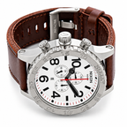 Nixon 51-30 Chronograph Silver Dial Brown Leather Strap Watch for Men - A124-1113