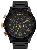 Nixon 51-30 Chronograph Black Dial Black Steel Strap Watch for Men - A083-1041