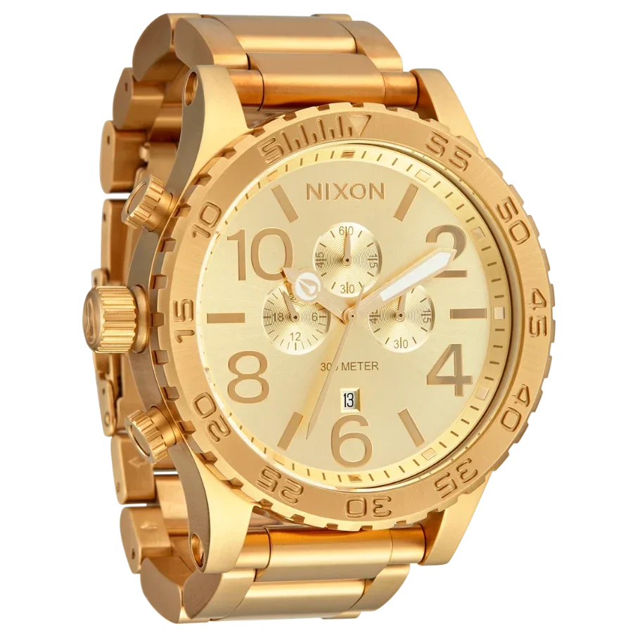 Nixon 51-30 Chrono Gold Dial Gold Steel Strap Watch for Men - A083-502