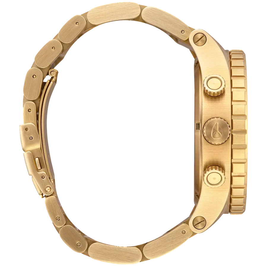 Nixon 51-30 Chronograph Gold Dial Gold Steel Strap Watch for Men - A083-502