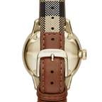 Burberry The Classic Round Gold Dial Brown Leather Strap Unisex Watch  - BU10001