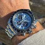 Seiko Prospex Speedtimer 41.4 Solar Chronograph Blue Dial Silver Steel Strap Watch for Men - SSC935