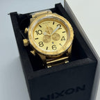 Nixon 51-30 Chronograph Gold Dial Gold Steel Strap Watch for Men - A083-502