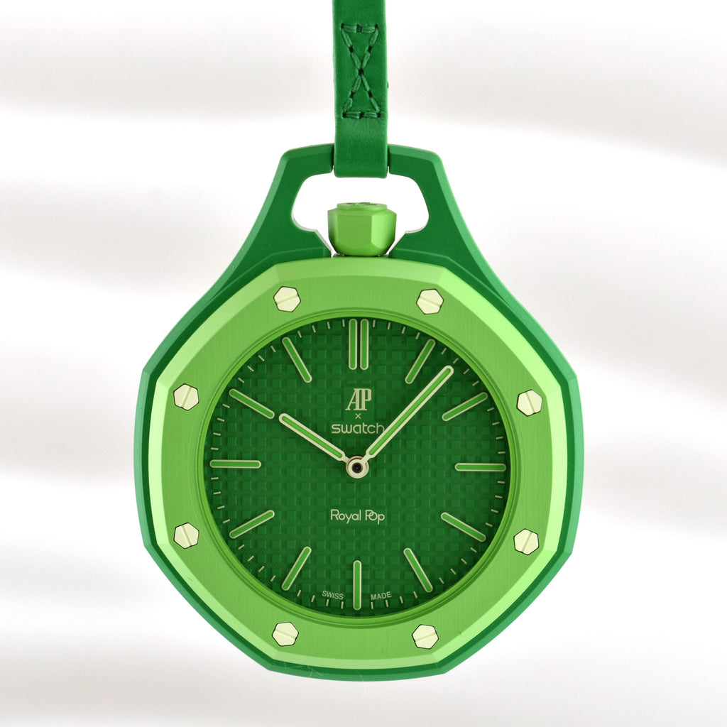 Swatch x AP Royal Pop Green Dial Green Leather Lanyard Watch for Men - Green Eight