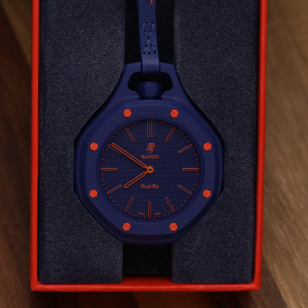Swatch x AP Royal Pop Blue Dial Blue Leather Lanyard Watch for Men - Orenji Hachi