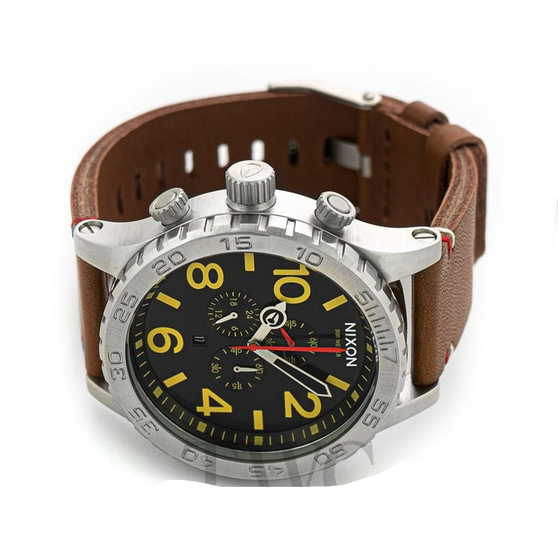 Nixon 51-30 Chronograph Black Dial Brown Leather Strap Watch for Men - A124-019