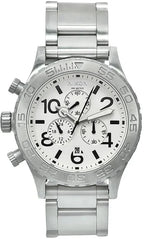 Nixon 51-30 Chrono White Dial Silver Steel Strap Watch for Men - A083-100